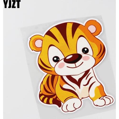YJZT 10.9CMX13.3CM Fierce Tiger Cartoon Car Sticker Decal 13B-0051