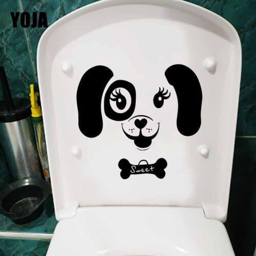 YOJA 22.4X20.4CM Toilet Decal Sweet Puppy Dog Child Room Wall Stickers Mural Home Decor T5-1498