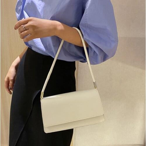 Fashion Women Handbags Soft PU Leather Ladies Armpit Shoulder Bags Vintage Simple Girls Clutch Purse Casual Solid Color Tote