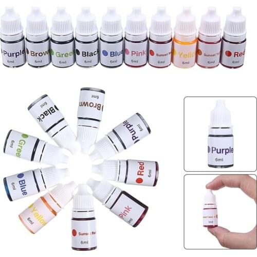 10pcs Liquid Pigment DIY Manual Soap Colorant Tool Kit 6ml/bottle Handmade Bath Bomb Dyes For Soap Making Coloring