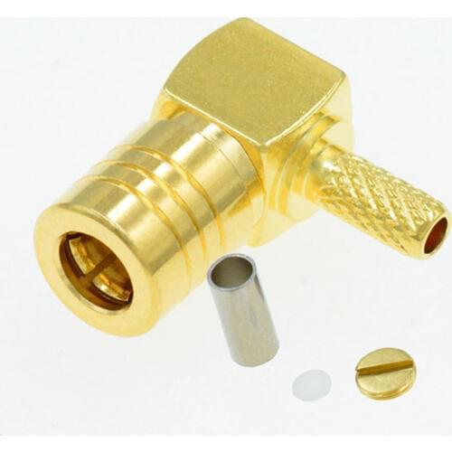 100pcs SMB Female Crimp Right Angle RF Connector For RG316 RG174 Cable