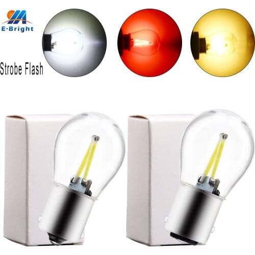 2pcs DC12V Strobe Flash Light COB 48 SMD P21/5W 1157 1156 BA15S P21W BAU15S Py21W Turn Signal Car Warning Light White Red Amber