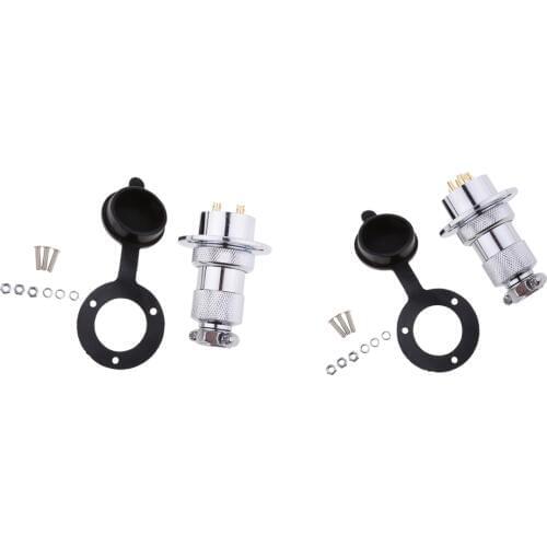 2 Packs Waterproof 25mm 2 + 4 Pin 12 24 Volt Appliance Plug / Plug / Outlet