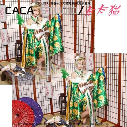 2017 Love Live Koizumi Hanayo Dress Awakening Day Cosplay Costume Green Winter Kimono Free Shipping D