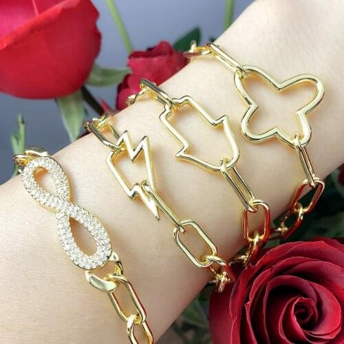 2021 Charming Lightning Palm Number 8 Pattern Bracelet Adjustable Gold Chain Fashionable Girls Wedding Jewelry Gift