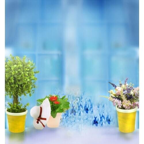 5x7ft Flowers Hat Blue Photography Backdrops Photo Props Studio Background