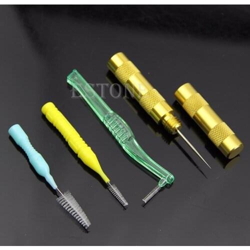 Airbrush Spray Gun Nozzle Cleaning Repair Tool Kit Needle&Brush Set