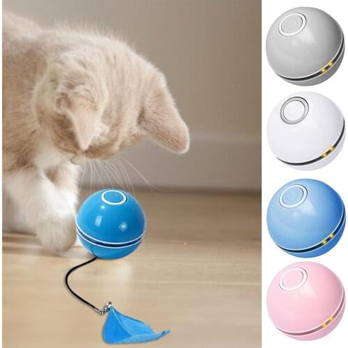 Automatic Rotating Cat Toys Pet Interactive Toys Smart Cat Ball Toy Pet IQ TrainingWith LED Light USB Rechargeable Kitten Toy