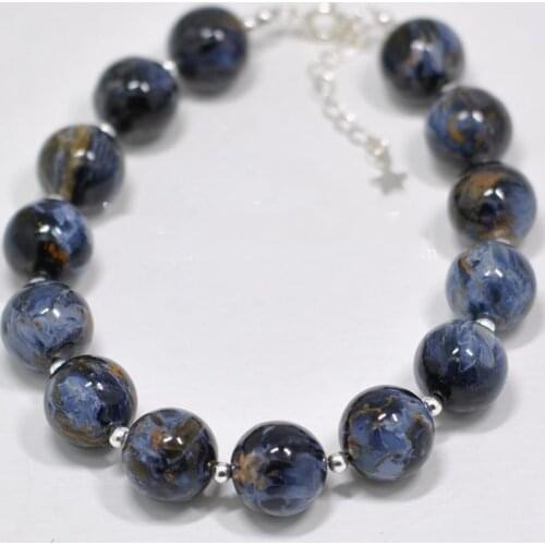 Pietersite round 9-10mm bracelet 18cm +s925 clasp wholesale for women xmas gift