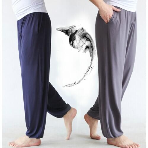 Kung Fu Pant Elastic Waist Modal Yoga Pants Men With Pockets Loose Tai Chi Pants Baggy Yoga Harem Pants Sportswear martial pant