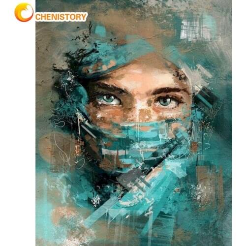 CHENISTORY Painting By Numbers Kits For Adults Masked Woman Figure Picture By Number Handmade DIY Framed Wall Art Oil Photo