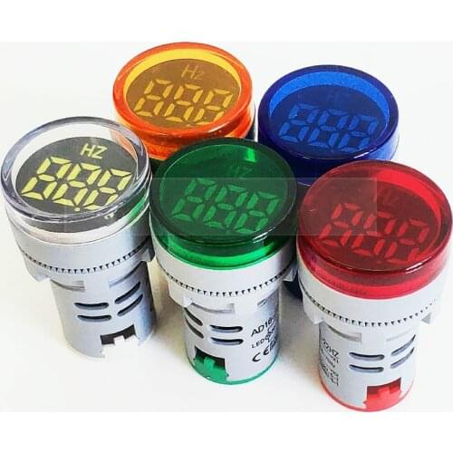 22mm Digital Display Electricity Hertz meter round Frequency meter indicator light AC meter Red Tester 0-99Hz Green White