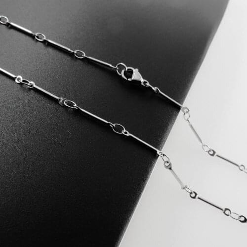 2mm 316L Stainless Steel Long Stick Link Chain Necklace For Women Fashion Cute Jewelry