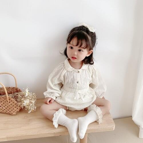 Spring Infant Shorts Clothing Sets Newborn Girls Long Sleeve Lace Tops + Shorts 2pcs Suit Kids Girls Cotton Thin Clothes Set