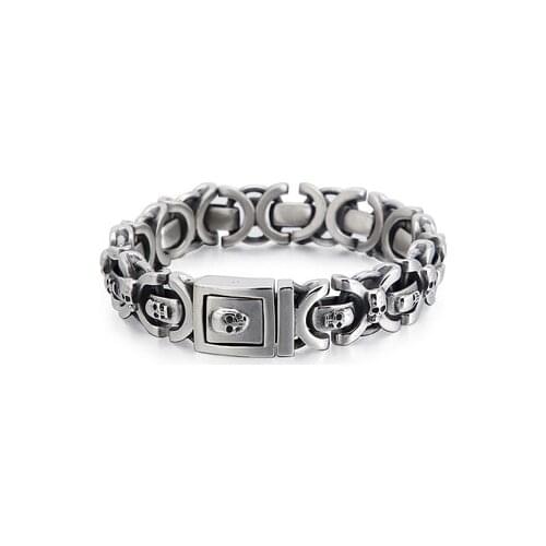 European & American Fashion Retro New Hand Jewelry Street Photo Pattern Totem Skull Men Titanium Steel Bracelet