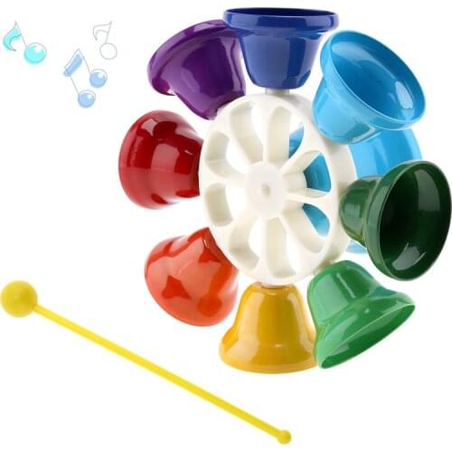 Colorful High Quality 8 Note Percussion Bell Hand Bell Musical Toy Children Baby Early Education Musical Instrument
