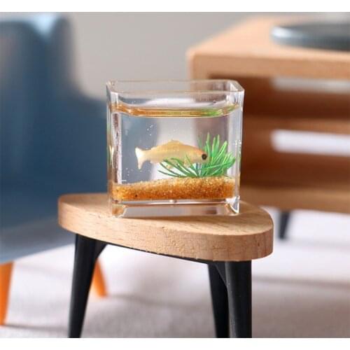 Dollhouse Miniature Glass Fish Tank Bowl Aquarium Doll House Home Ornament Toy For Dollhouse Decals