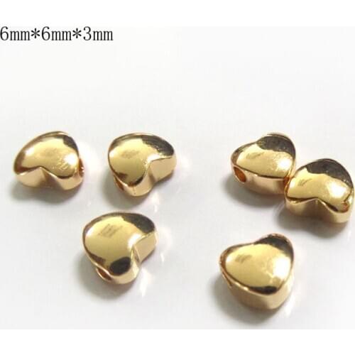 Diy jewelry materials wholesale brass real gold plated small light beads accessories smooth cross hole love peach heart beads