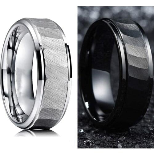 2021 new hot sale fashion creative black silver knife cut stainless steel ring jewelry