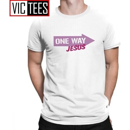 One Way Jesus T-Shirts Mens 100% Cotton Crewneck Short Sleeves Men T Shirts Seamless Wholesale Tees Plus Size Simple Style Fun