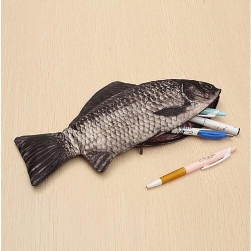 Pencil Bag Carp Pen Bag Realistic Fish Shape Make-up Pouch Pen Pencil Case With Zipper Back To School Pencil Pouch Pen Bag