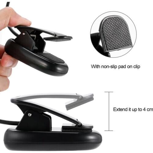 Leshp Rechargeable 4Led Book/Music Light Flexible Clip Table Lamp Dimmable Adjustable Goose Neck Home Care