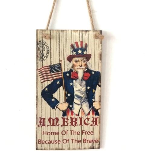 American Independence Day rectangular wooden crafts listing custom home decoration wooden products pendant decorations home