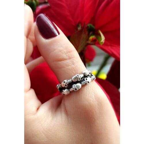 Antique Silver Plated Kurukafalar Shaped Handmade Adjustable Ring