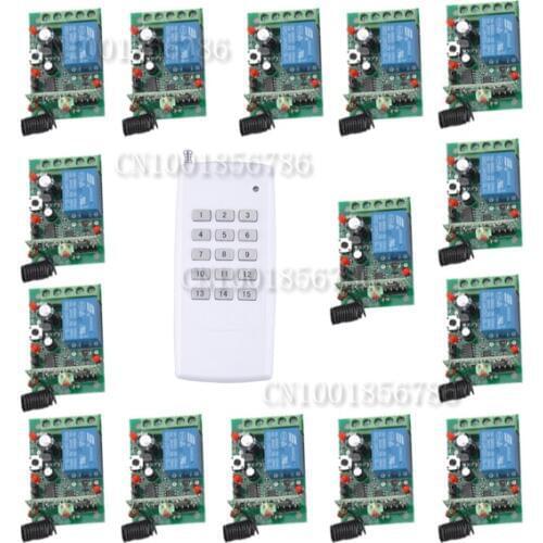 DC24V 15CH RF wireless remote control switch system 15Receiver&1Transmitter Momentary Toggle Latched Adjust Learning 3 Indicator