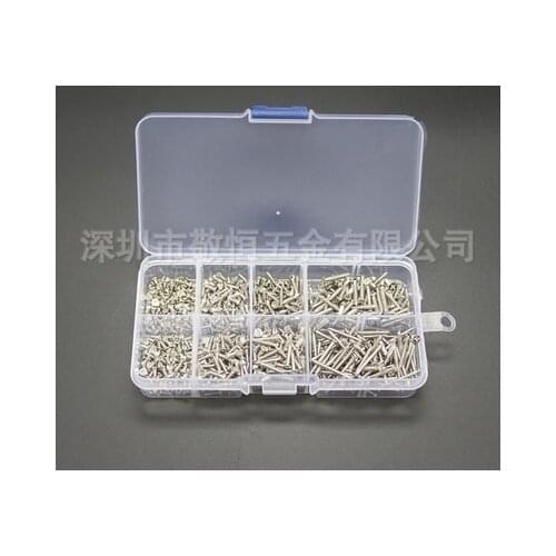 Retail 800Pcs M2 Stainless Steel Self Tapping Wood Screw Assortment Kit Lock Nut Wood Flat head Thread Nail Screw Fastener Sets