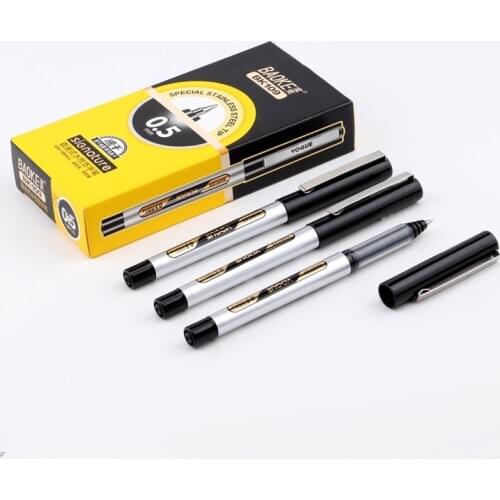 12 Burke Bk109 Direct Liquid Black Ball Pen 0.5mm Red Neutral Water Pen Students Blue Quick Drying Pen Water Based Carbon Pen