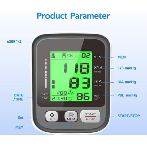LCD Display Heart Rate Sphygmomanometers with Large Tonometer BP Digital Blood Pressure Monitor Home Health Detector machine