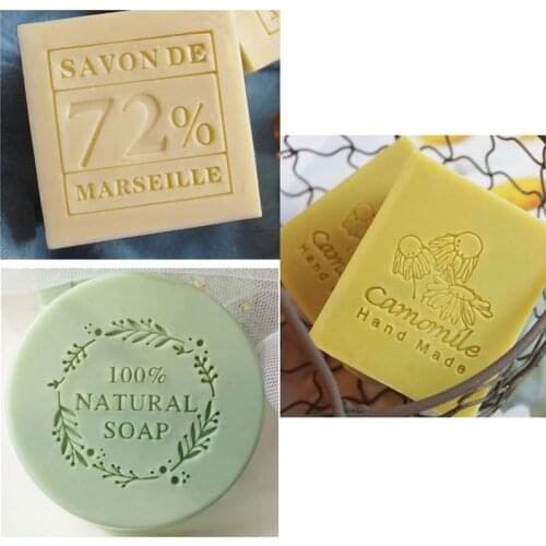 50 mm Plant Pattern Soap Stamp Transparent Soap Seal With Handle Acrylic Stamp Custom For Soap Making
