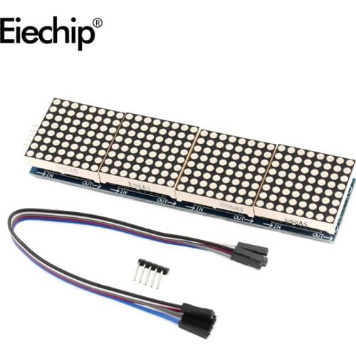 LED display MAX7219 Dot Matrix Module Microcontroller 4 In One Display with 5P Line 4 in 1 Red/Green tv led display panel