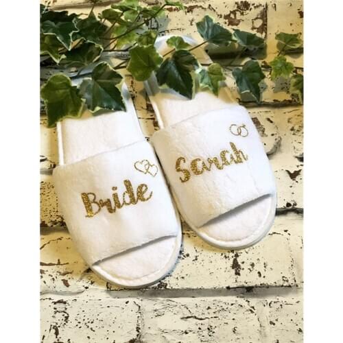 Custom ring heart Slippers,Open Toe silver gold mother of groom Slippers,Christmas Wedding proposal Gift, bridal party Slippers