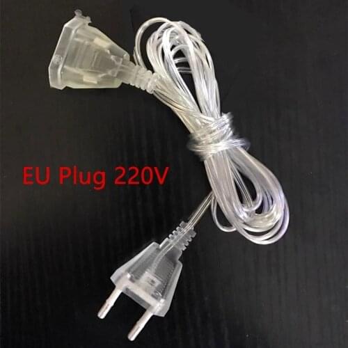 3 Meter Power Garland Extension Lengthened Line Cable with Turn ON/OFF LED String Adapter US/EU Plug for Christmas String Light