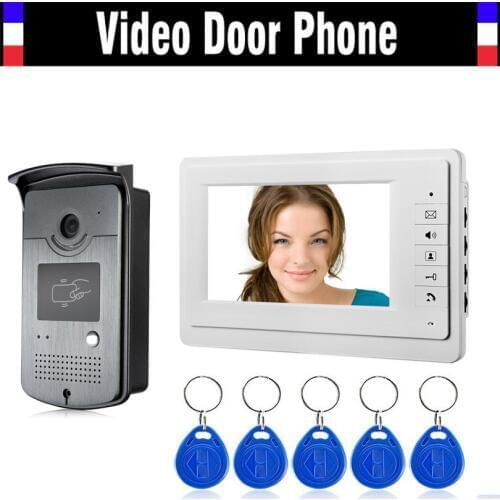 7 Inch Monitor Video Intercom Door Phone Doorbell System 5Pcs RFID Card Unlock Video Doorphone Infrared night vision Camera Kit
