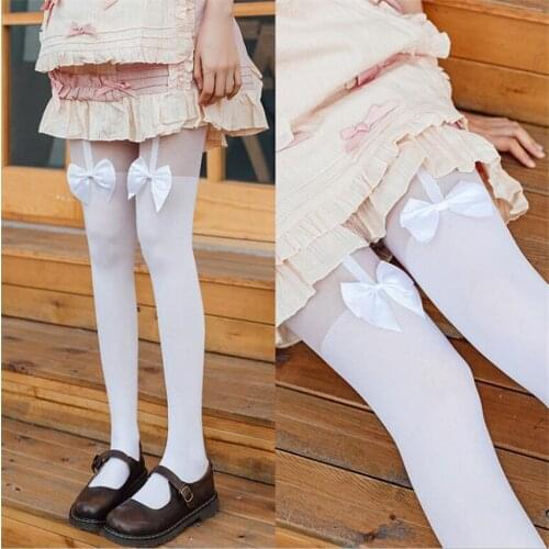 Japan Girl Women Sexy velvet Tights fake High Stocking Pantyhose Mock Bow Suspender High Knee Tattoo Tights B1889