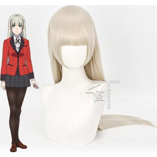 Momobami Ririka Women Long Wig Watermelon Cream Yellow Wig Anime KAKEGURUI Cosplay Hair Synthetic Cosplay Wig 80cm