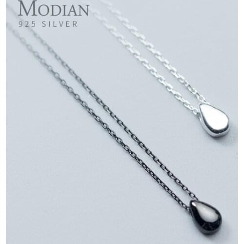 Modian 2020 New Mode 100% Real 925 Sterling Silver Water drop Simple Fashion Necklace for Women Korean Style Fine Jewelry