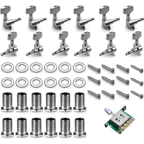1 Pcs 5 Way Pickup Selector Switch with 12Pcs Guitar String Tuning Peg Tuner Machine Heads Knobs