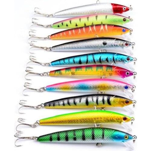 10pcs/lot fishing lure 10 colors Minnow Lure 9.5cm/8.5g fishing bait fishing tackle 6# high carbon steel anchor hook