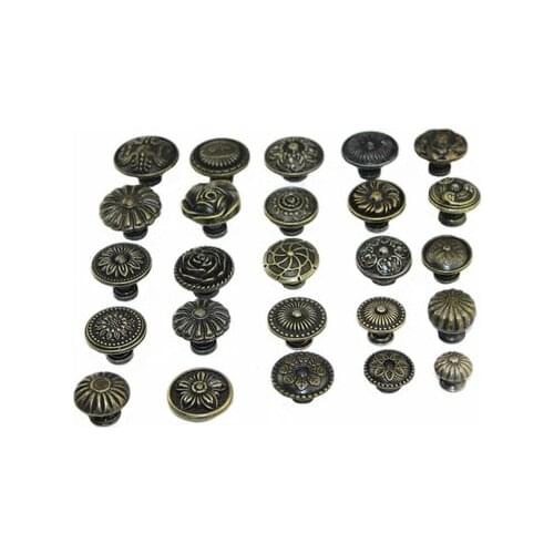 1x Zinc Alloy Kitchen Cupboard Door Antique Handles Cabinets Furniture Hardware Vintage wooden Box Drawer Knobs Pulls