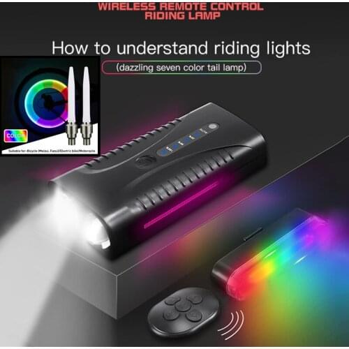 2021 New Colorful Bicycle Intelligent Lights Set MTB Road Bike Headlight Taillight USB Waterproof 6 Flash Modes With 120 DB Bell
