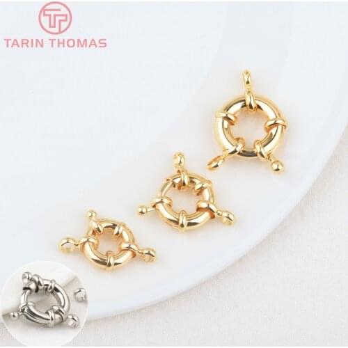 6PCS 11.5MM 13MM 15MM 24K Gold Color Brass 2 Holes Charms Bracelet Connector High Quality Diy Jewelry Accessories
