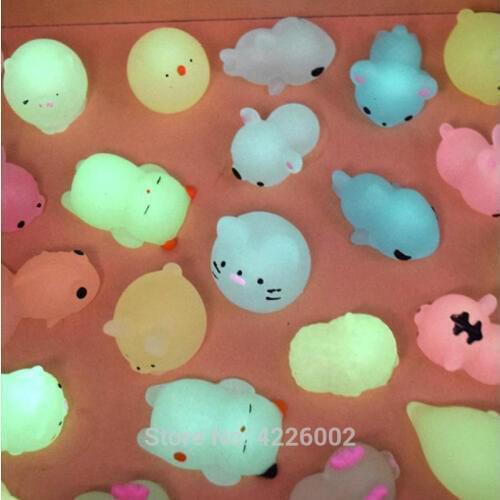 5pcs/Pack Mochi Squishy Squeeze Cat Cute Antistress Squish Set Soft Mini Animal Squichy Glow in the Dark Kids Toys for Children