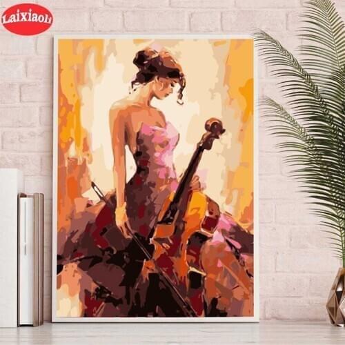 5d diy diamond painting Abstract art, beauty cello diamond painting cross stitch mosaic embroidery diamond round square stones