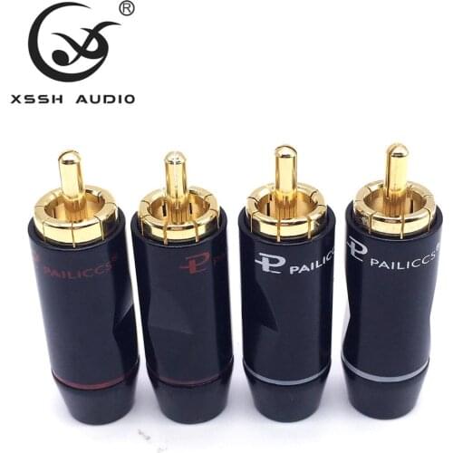 8pcs/16pcs XSSH audio Jack Hi-end HIFI Brass Plating Gold Video 8mm Connectors TV Tuner RCA output Plug Plugs