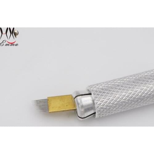 Free Shipping100pcs PCD permanent makeup manual eyebrow embroidery tattoo needle blade embroidery microblading tattoos pen tool