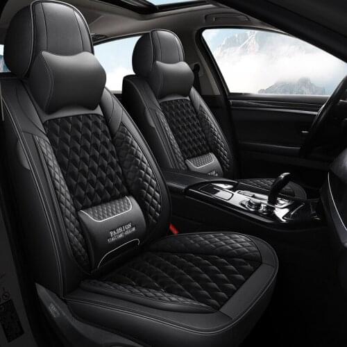 Car Seat Covers Full Set with Waterproof Leather,Airbag Compatible Automotive Vehicle Cushion Cover Universal fit Most Cars